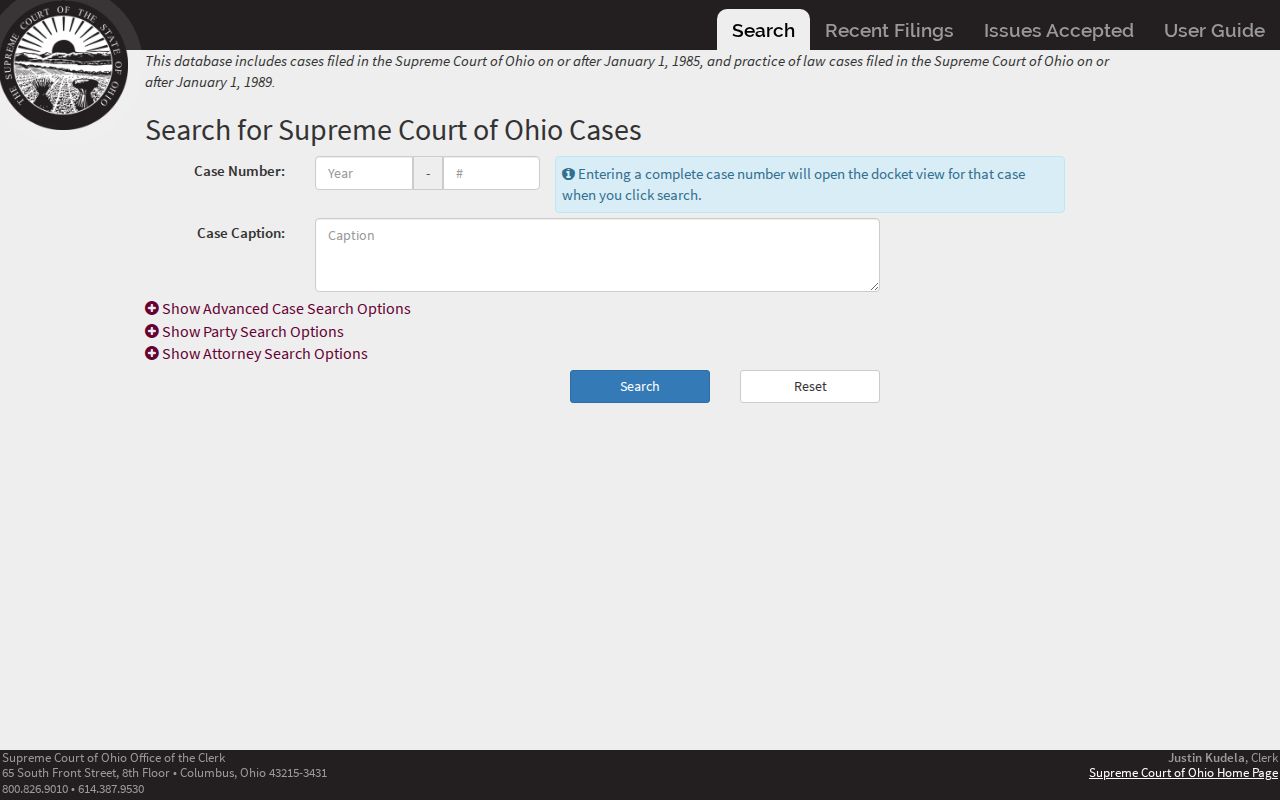 Brown County case search comparison with the Ohio Supreme Court appellate docket