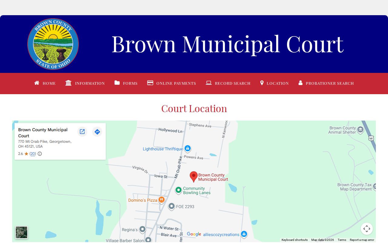 Brown County court schedule Municipal Court location and contact page