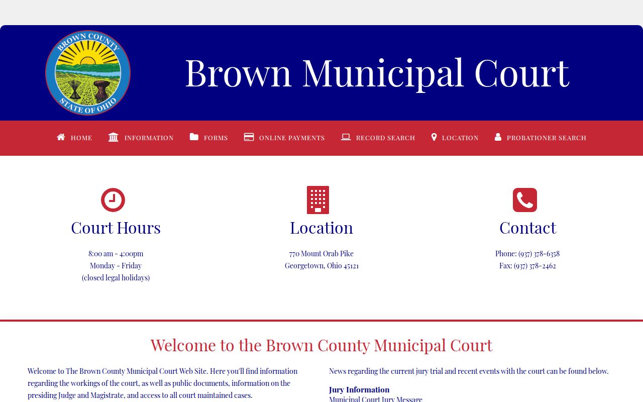 Brown County court docket Municipal Court homepage